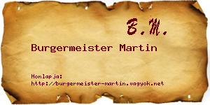 Burgermeister Martin névjegykártya